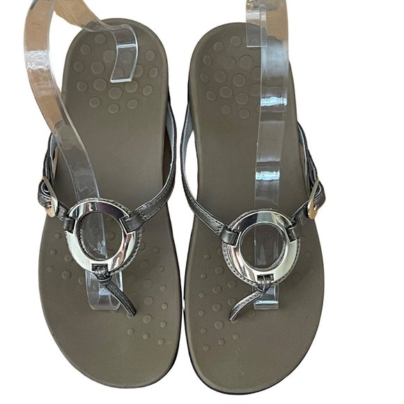 Vionic Rest Karina Circle Bronze Leather Slip On Thong Arch Support Orthotic 9M - Picture 1 of 8